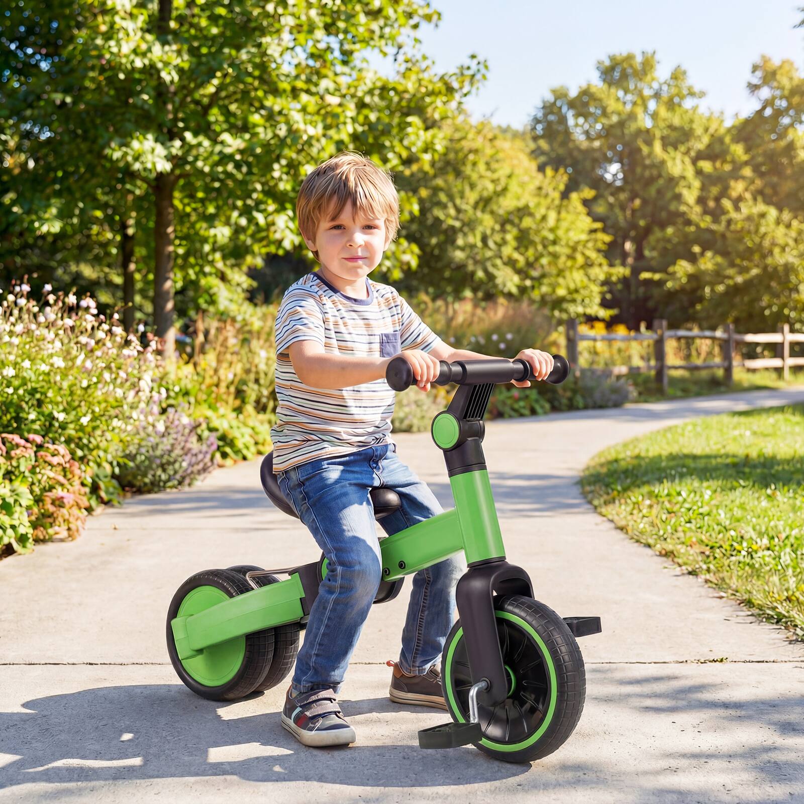 Alt View 1. Gymax - Gymax 5-In-1 Toddler Bike Kids Balance Bike w/ Removable Pedals Adjustable Handlebar Green - Green.