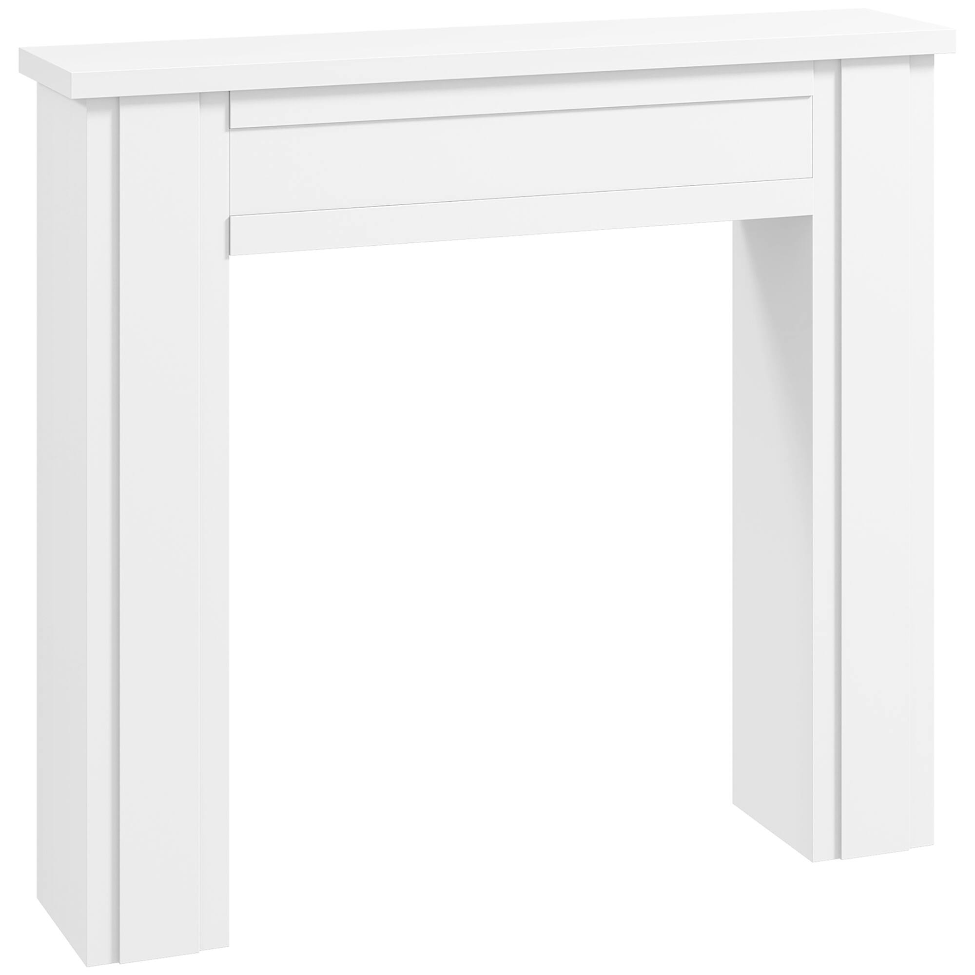 Front. Homcom - Modern Fireplace Mantel, Freestanding Fireplace Surround with Leg for Electric Fireplaces, 44.7" W x 40" H, White - white.
