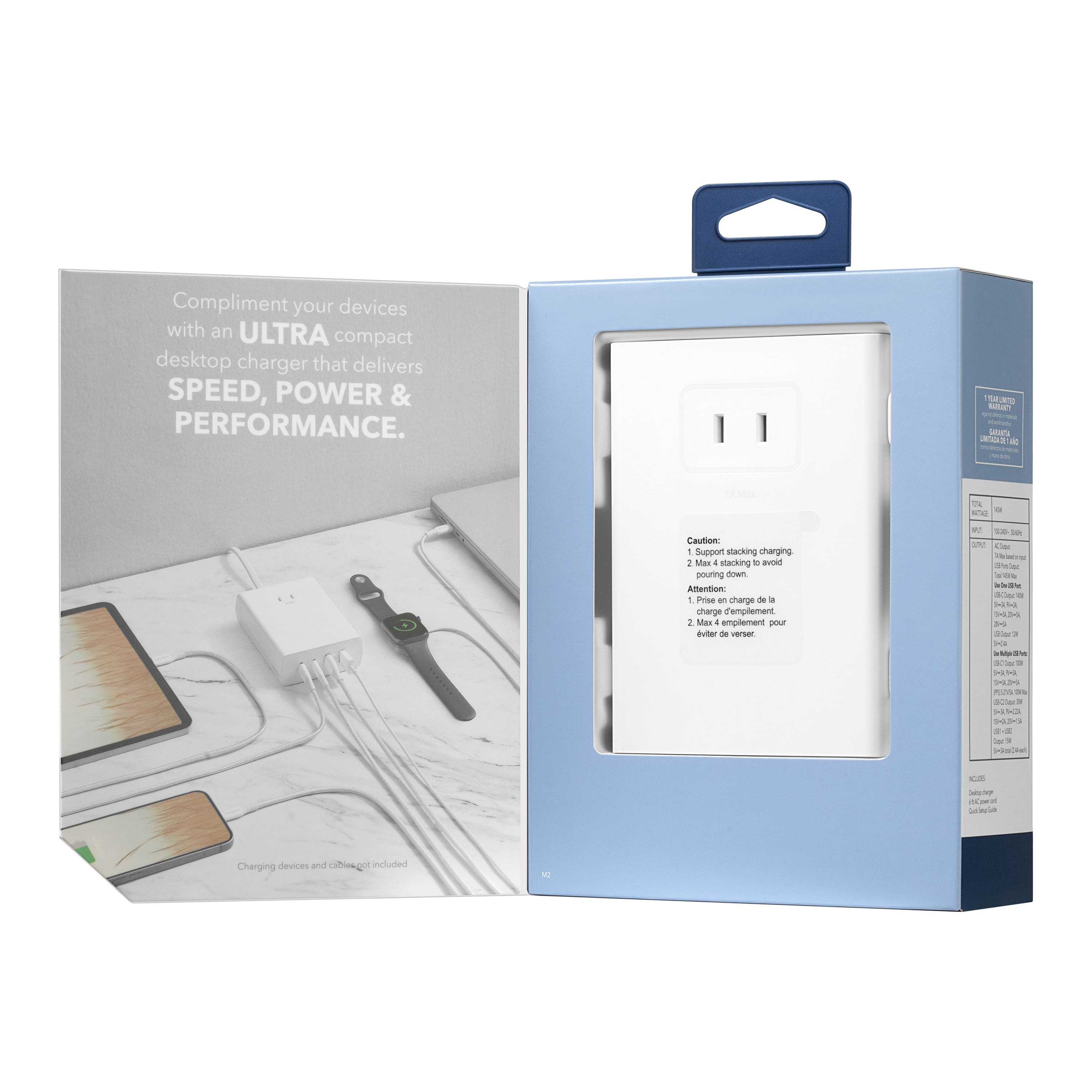 Compliment your devices with an ULTRA compact desktop charger that delivers SPEED, POWER & PERFORMANCE. - See a Sn - Jitan a a - NA - Caution: 1 Support stacking charging 1 Max 4 emplement - Butar - verser M - - Ls Ha N EOS - - sab Pos as Pors - - a - - - - SAETAS PUs -s S . - sa 1 . - a VS c - S Charging devices and cables included.