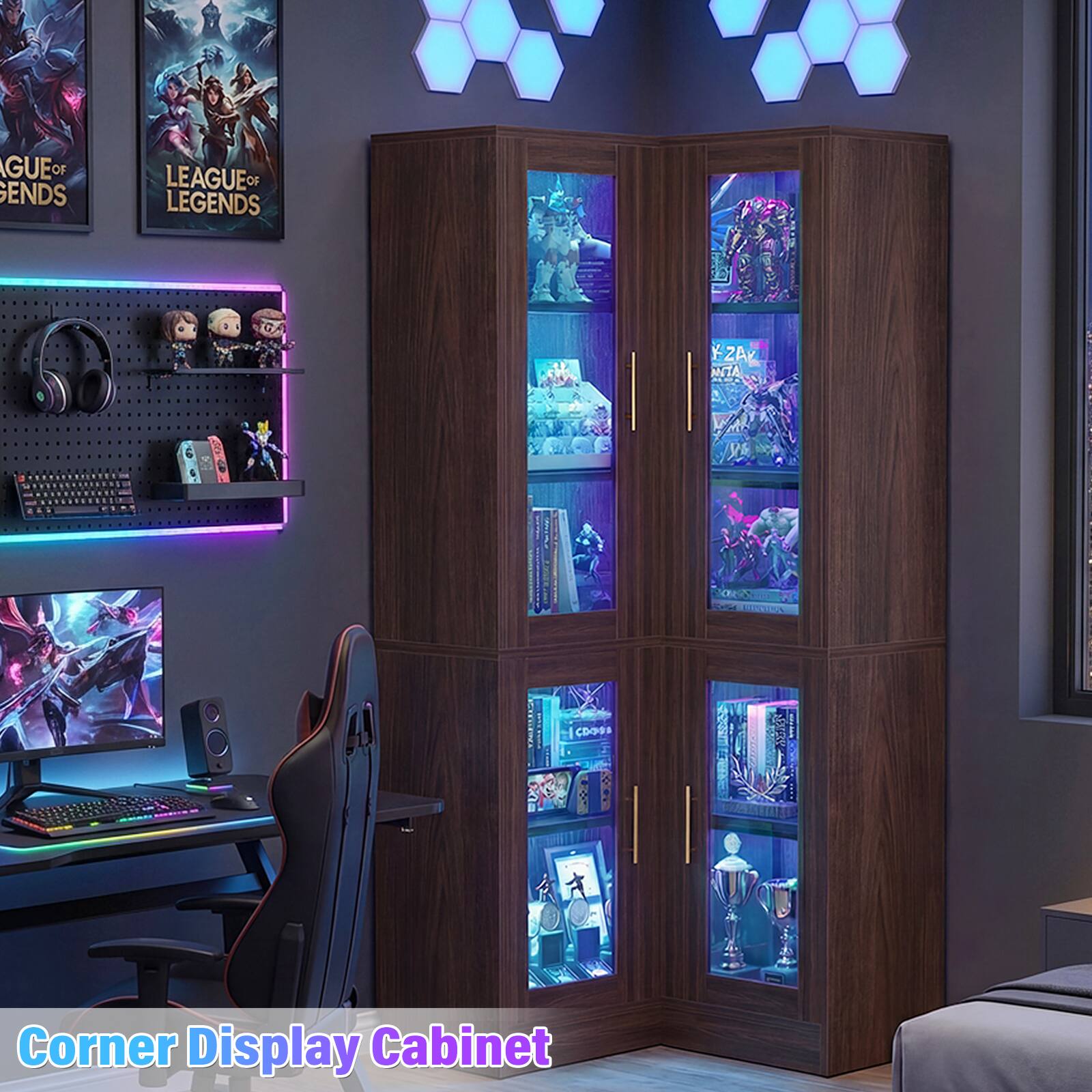 GUE or GENDS LEAGUE OF LEGENDS ZA NTa CDOS Corner Display Cabinet