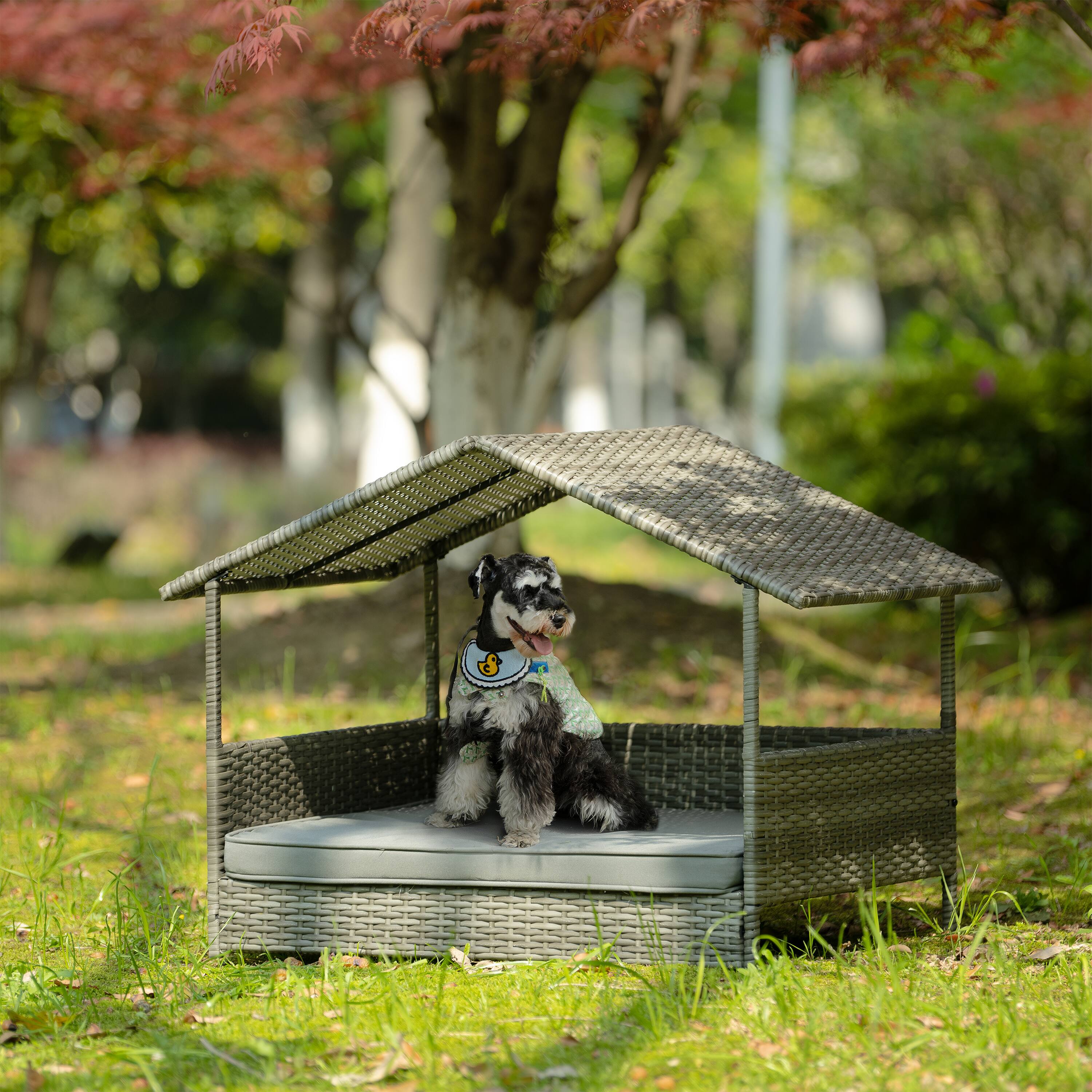Angle. APRILSOUL - Dog Bed Pet Bed  Pet Enclosures Pet Outdoor Furniture Pet Furniture Dog Bed With Canopy - Dark Gray.