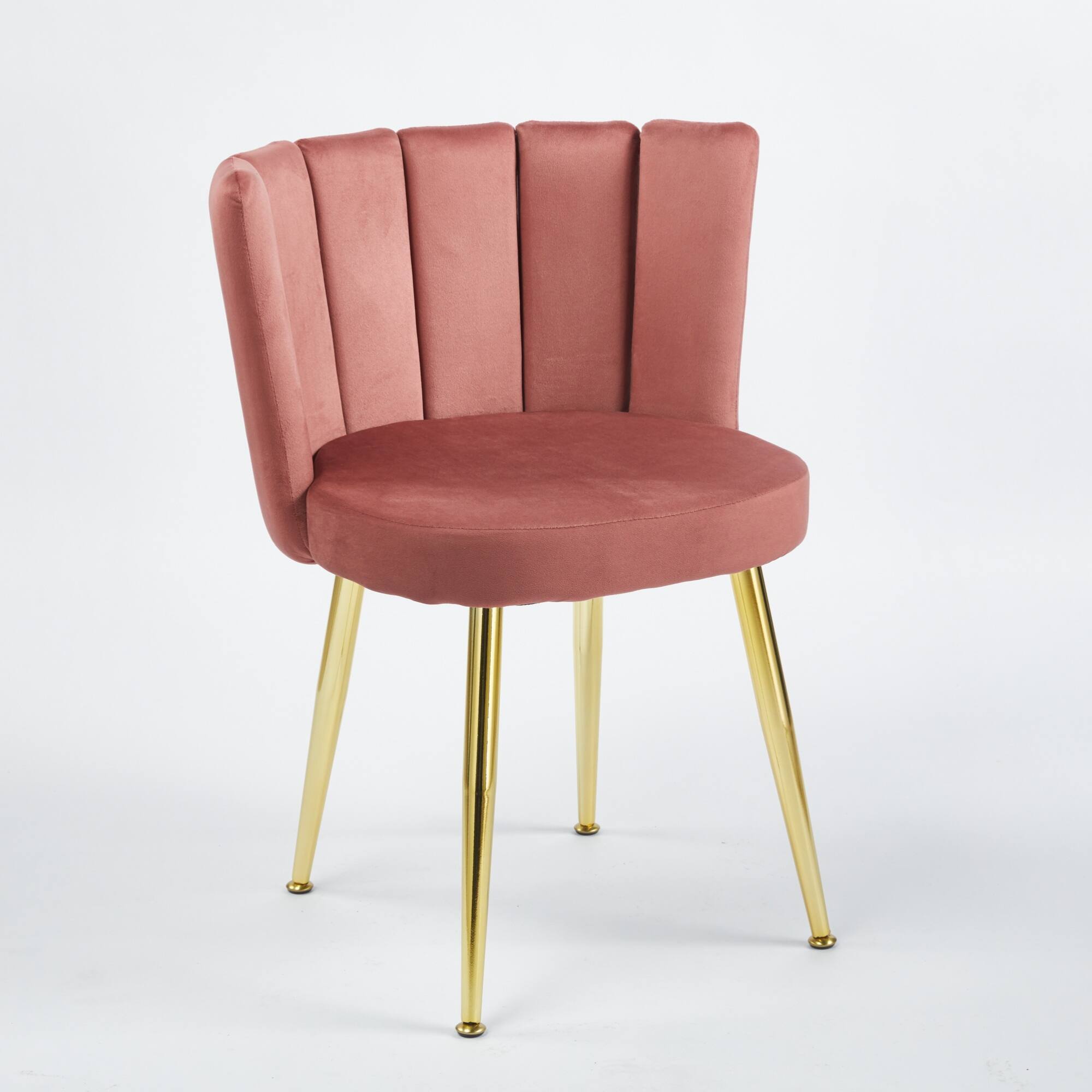 Angle. GOODSILO - Elegant Velvet Dining Chairs Set of 2 with Golden Iron Legs for Modern Living Spaces - Pink.