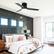 Back. Parrot Uncle - 48" Modern Black LED Flush Mount Ceiling Fan with Remote Control - Black.