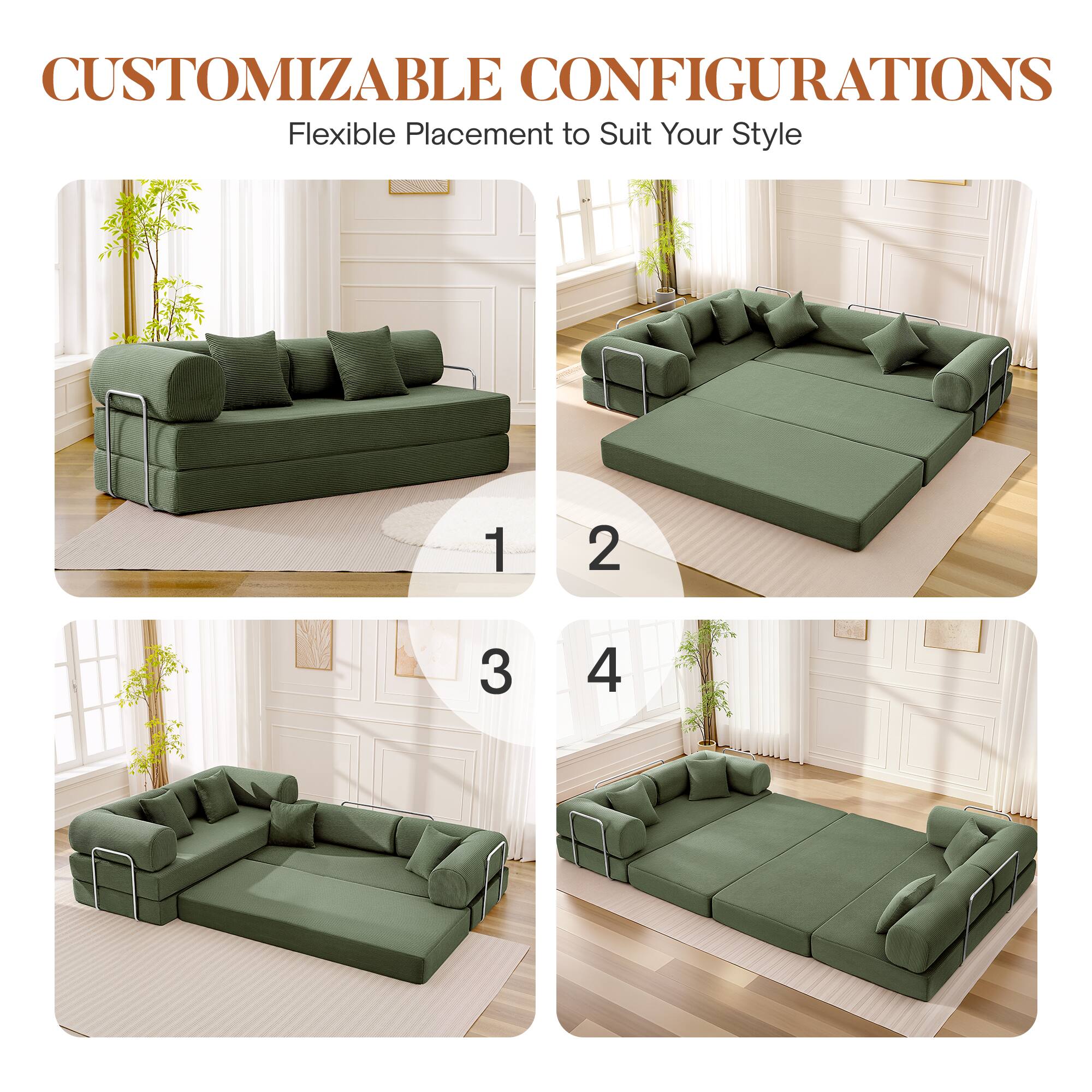 CUSTOMIZABLE CONFIGURATIONS  
Flexible Placement to Suit Your Style  

1  
2  
3  
4