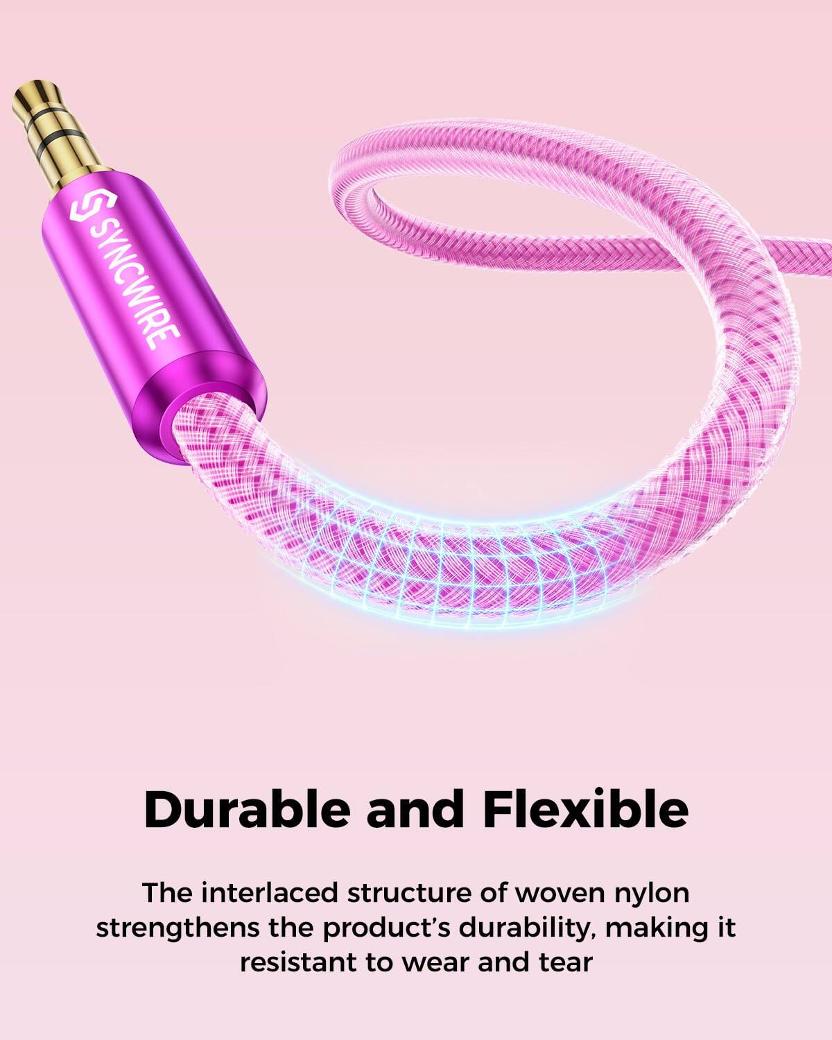 S SYNCWIRE

Durable and Flexible

The interlaced structure of woven nylon strengthens the product's durability, making it resistant to wear and tear