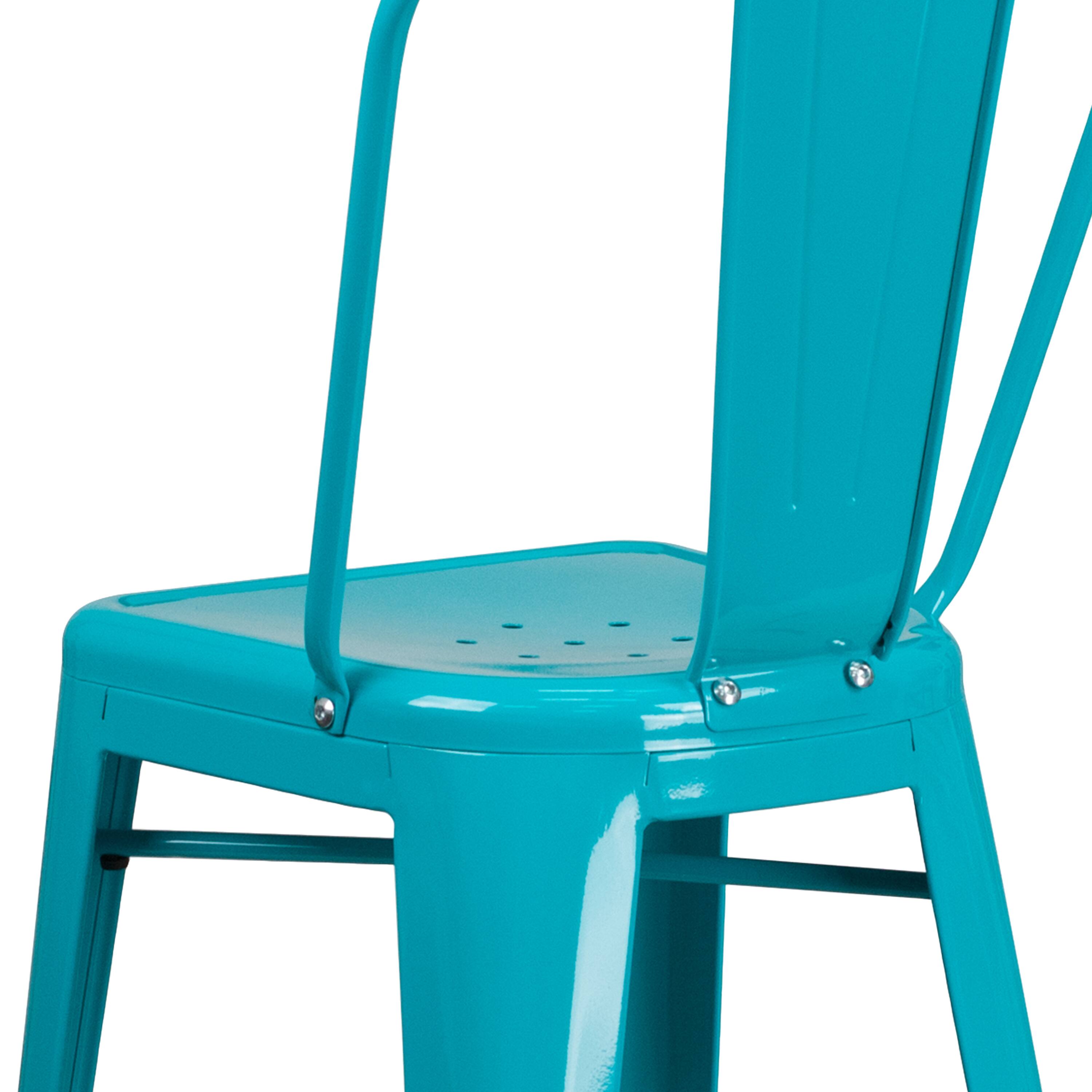 Alt View 8. Emma + Oliver - Commercial Grade 4 Pack 30" High Metal Indoor-Outdoor Barstool with Back - Crystal Teal-Blue.
