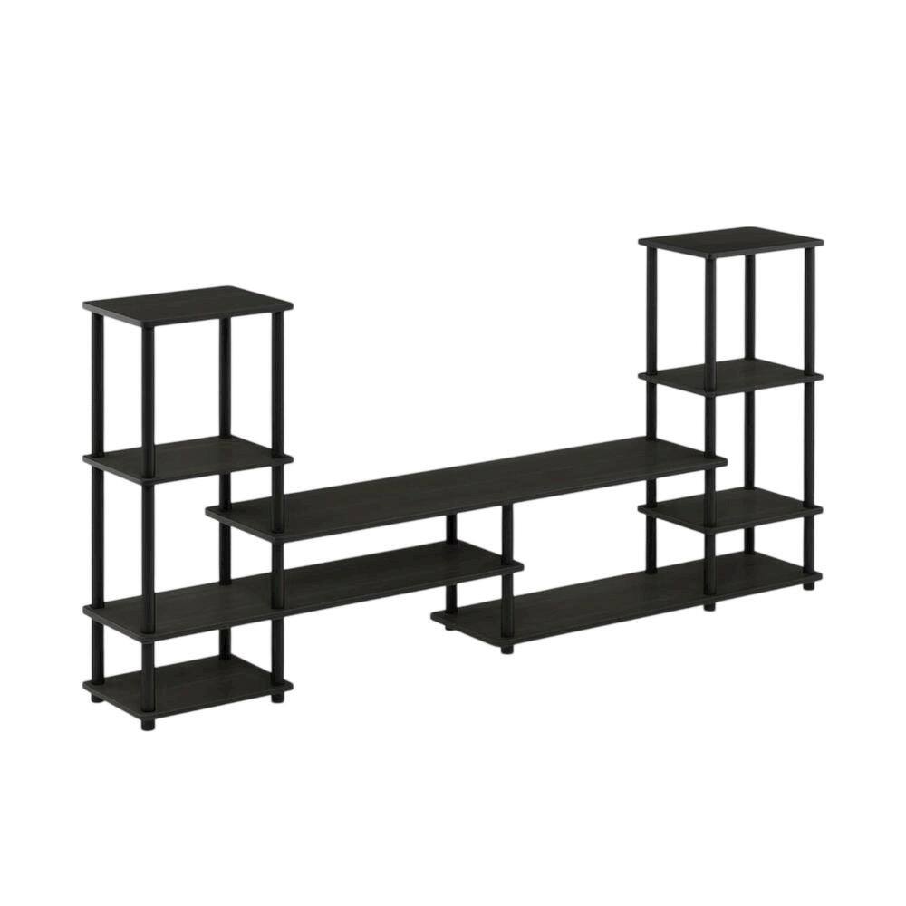 Left. FurniFact - Modern Entertainment Center in Espresso/Black with Spacious Shelves and Storage - Espresso.
