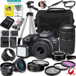 Canon - EOS R10 Mirrorless Camera with 18-45mm f/4.5-6.3 IS STM And 75-300mm f/4-5.6 Lens + Mount Adapter EF-EOS R + 128GB - Black