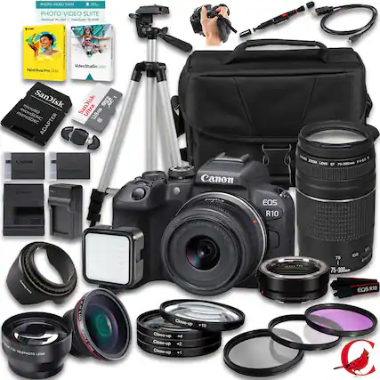 PHOTO-VIDEO SUITE
PaintShop Pro 2022
VideoStudio Pro 2022
SanDisk 2X microSD Ultra 128GB microSDXC ADAPTER
Canon EOS R10
Canon ZOOM LENS EF 75-300mm 1:4.5-5.6 III
Close-up +10
Close-up +4
Close-up +2
Close-up +1