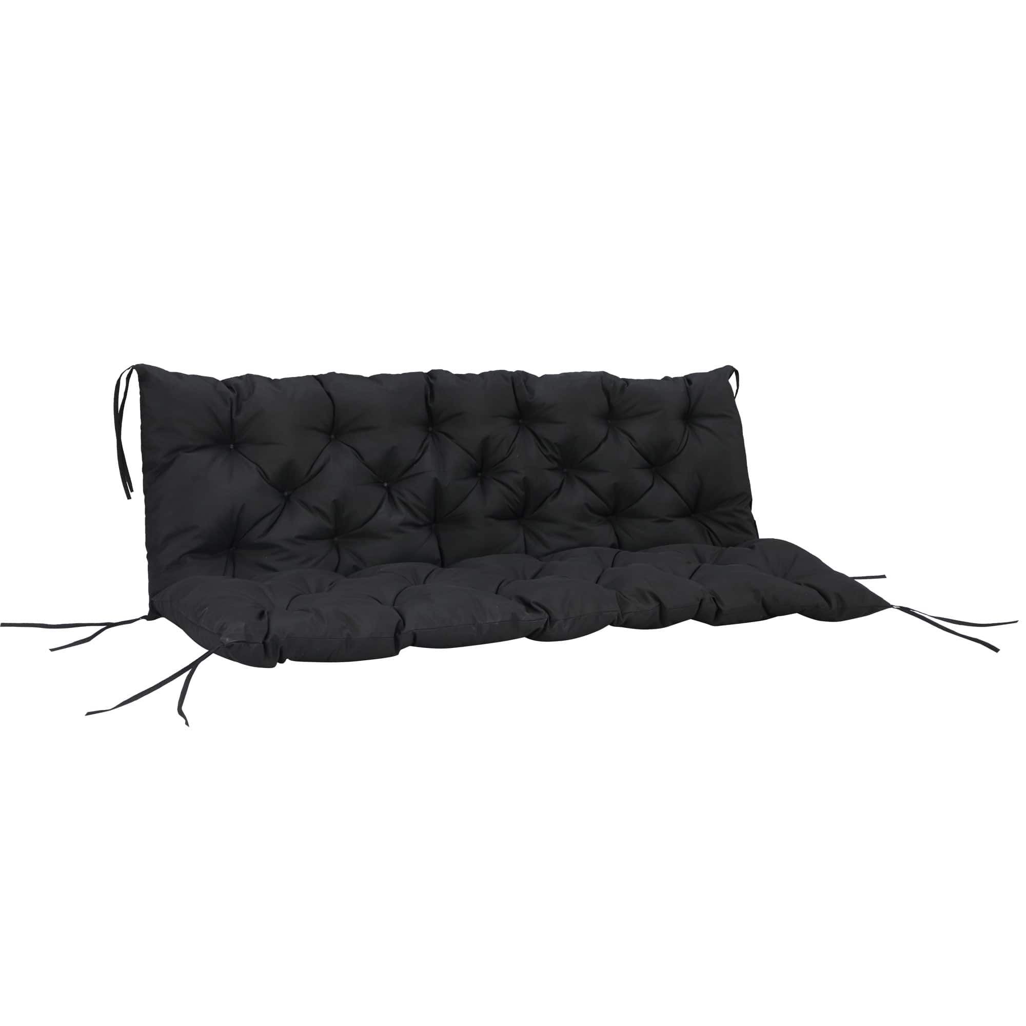 Outsunny - 59" x 38" Tufted Bench Cushion for Outdoor Furniture, 3-Seater Replacement for Swing Chair, Patio Sofa/Couch - Black