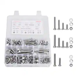 VEVOR - 246 Pcs Bolts and Nuts Assortment Kit, Imperial Screws and Flat Washers, Stainless Steel 1/4-20,5/16-18,3/8-16 - Stainless Steel Natural Color