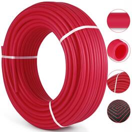 VEVOR - PEX-B Pipe 3/4 Inch X 3 Feet,Oxygen Barrier Flexible Pipe Tubing, for Hydronic Radiant EVOH Floor Heating - Red