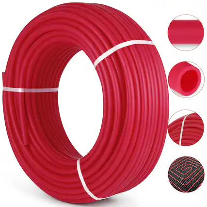 Front. VEVOR - PEX-B Pipe 1/2 Inch X 500 Feet,Oxygen Barrier Flexible Pipe Tubing,Red for Hydronic Radiant EVOH Floor Heating - Red.