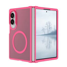 Dteck - Magnetic Shockproof Case for Samsung Galaxy Z Fold8, Matte Translucent Back Slim Cover with Raised Edge Screen Camera - Rose