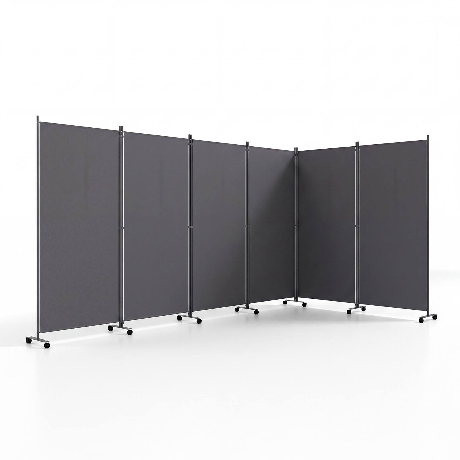 Alt View 9. Costway - Costway Room Divider with Lockable Wheels, 6 Panel Folding Privacy Screen for Office - Gray.