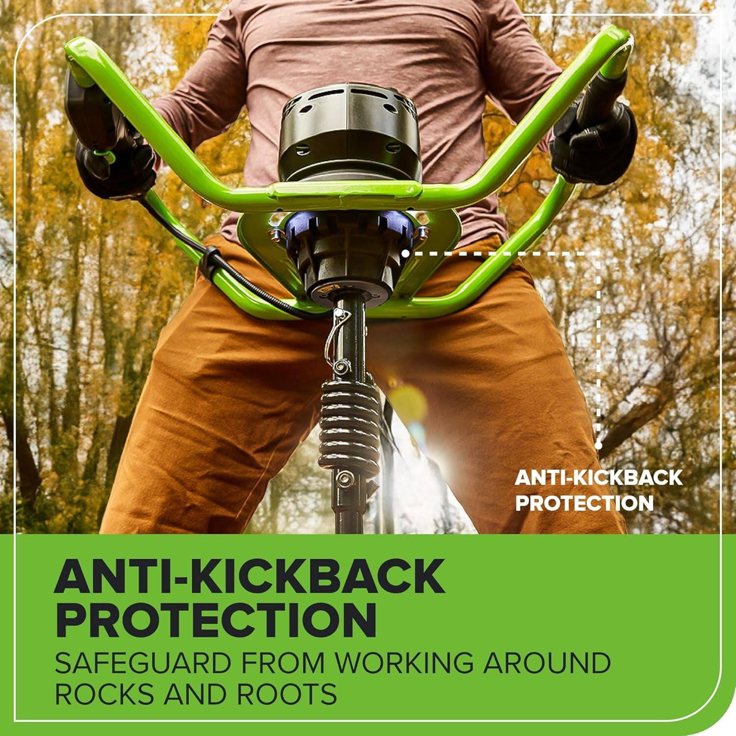 ANTI-KICKBACK PROTECTION  
SAFEGUARD FROM WORKING AROUND ROCKS AND ROOTS
