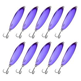 Unique Bargains - Fishing Spoons Lures, Metal Saltwater Treble Trout Lures Jigging Spoon Casting Spinner Baits 10pcs 3/4 oz - Purple