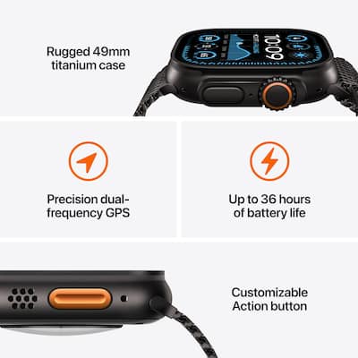 Apple Watch Ultra 2 (GPS+Cellular) 49mm Titanium Case with Dark Apple Watch Ultra 2 (GPS+Cellular) 49mm Titanium Case with Dark