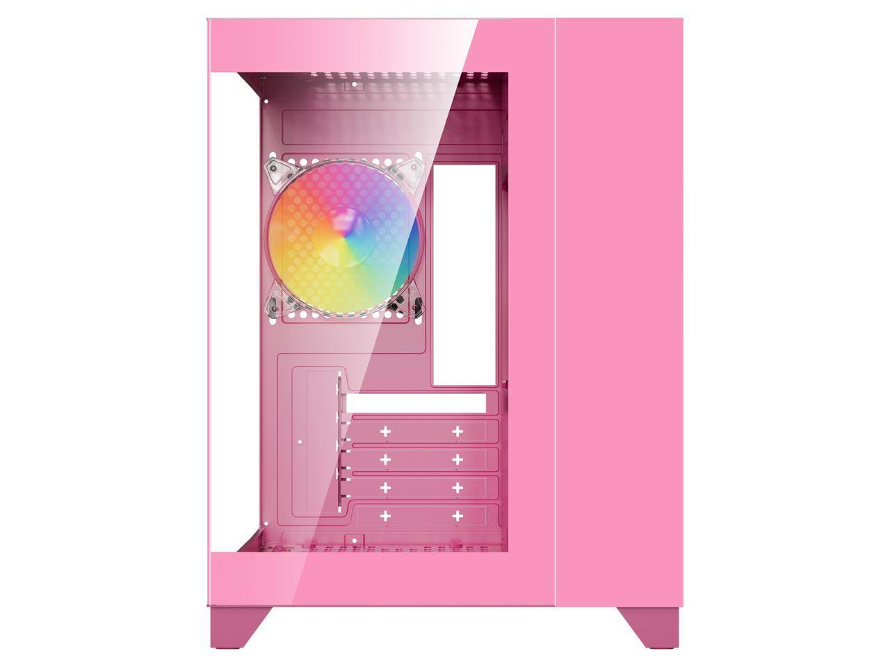 Alt View 1. DIYPC - DIYPC ARGB-Q1.V2-P Pink USB3.0 Micro ATX Case w/ Tempered Glass & 3x ARGB Fans - Pink.