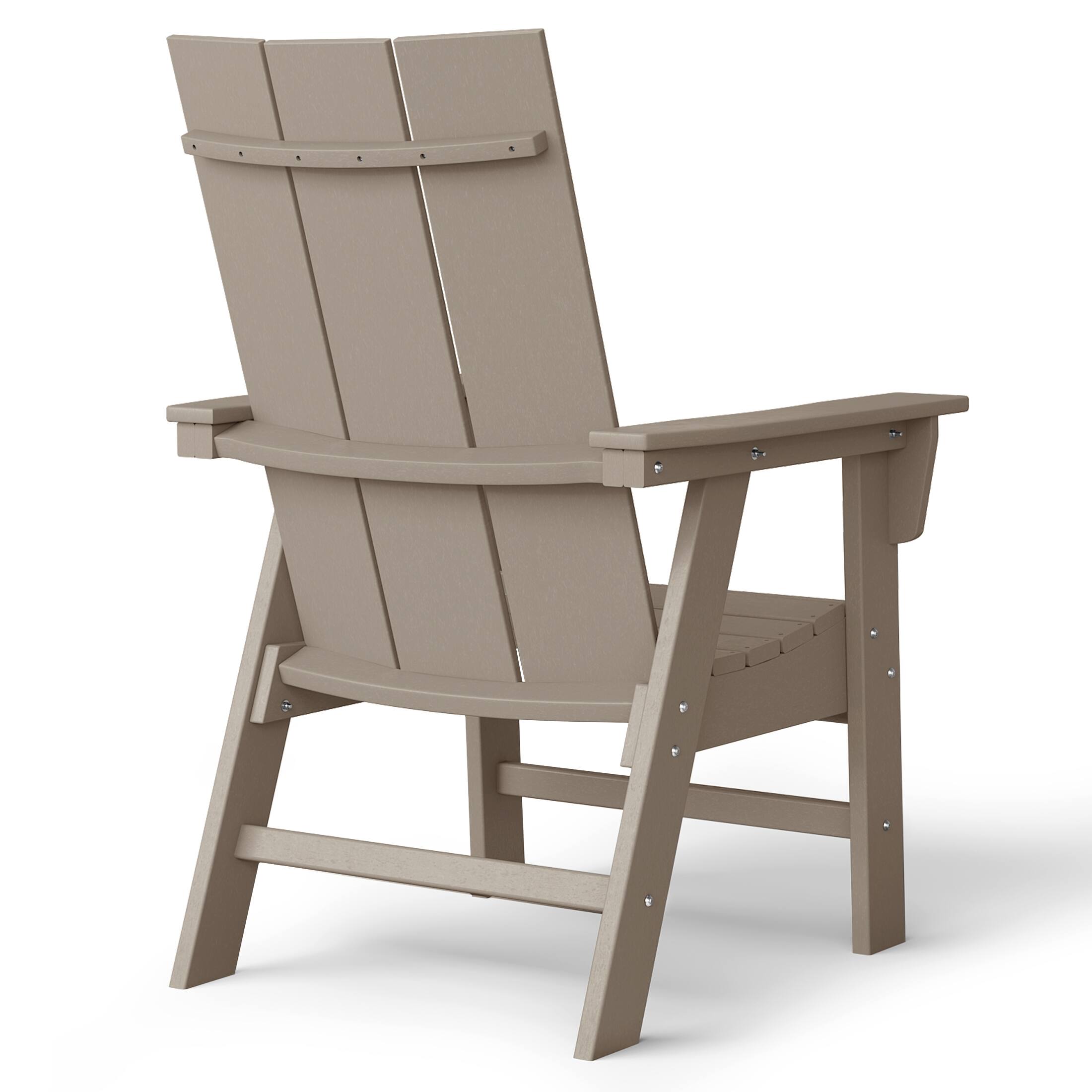 Left. WestinTrends - WestinTrends Ashore Outdoor Patio HDPE Plastic Modern Adirondack Dining Chair - Weathered Wood.
