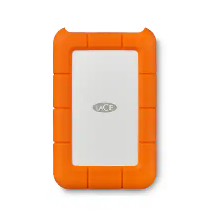 Front. LaCie - Rugged Mini SSD 1TB Solid State Drive - USB 3.2 Gen 2x2, speeds up to 2000MB/s (STMF1000400) - Silver and Orange.