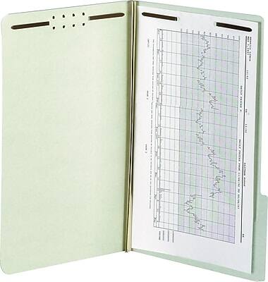 Alt View 2. Smead - 50% Recycled SafeSHIELD Recycled Heavy Duty Pressboard Classification Folder, 1" Expansion, Letter Size, 25/Box - Gray/Green.