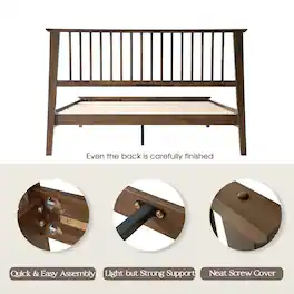 East West Furniture - Full Wooden Platform Bed Frame - Walnut