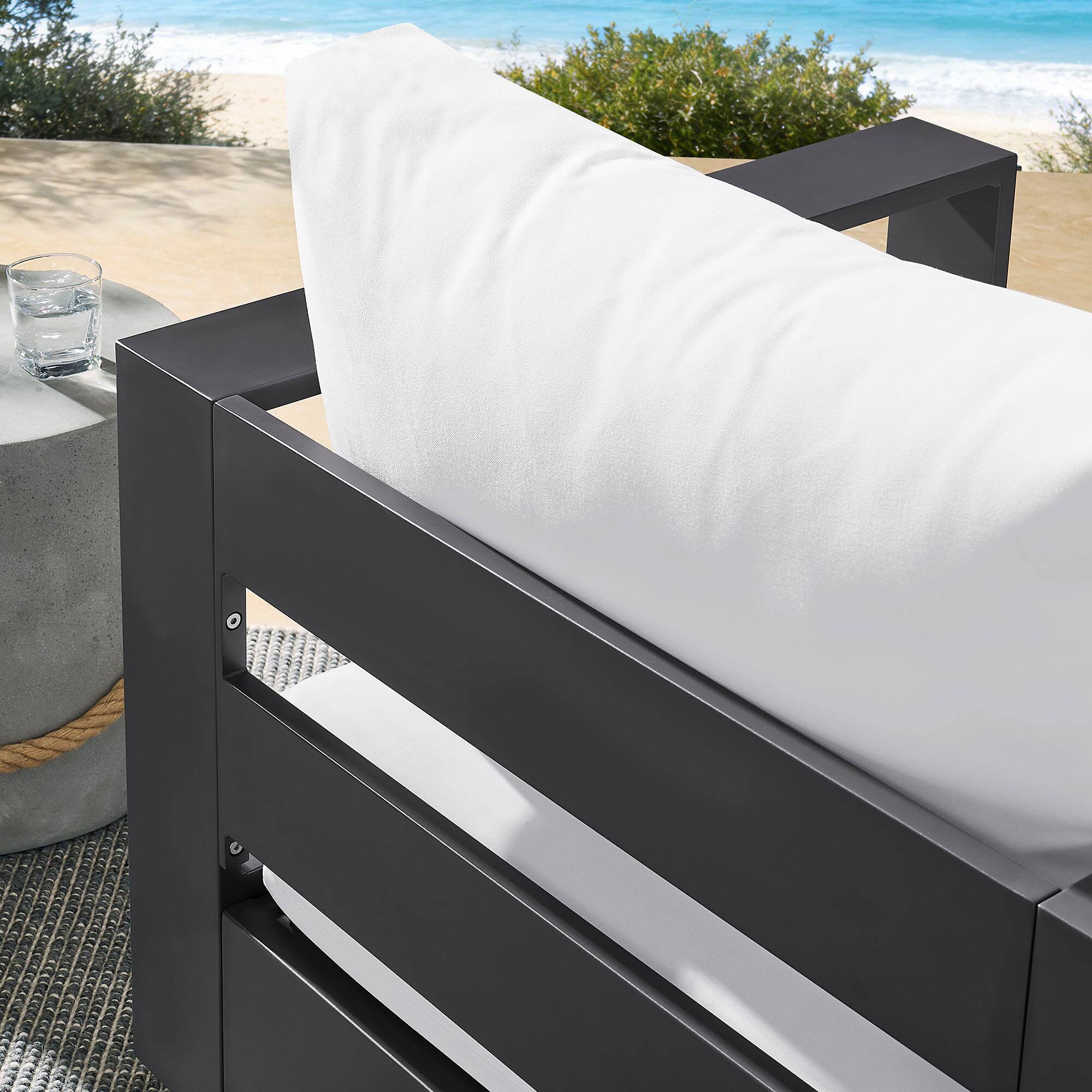 Alt View 1. Modway - Tahoe Outdoor Powder-Coated Aluminum Swivel Armchair by Modway - Gray White.