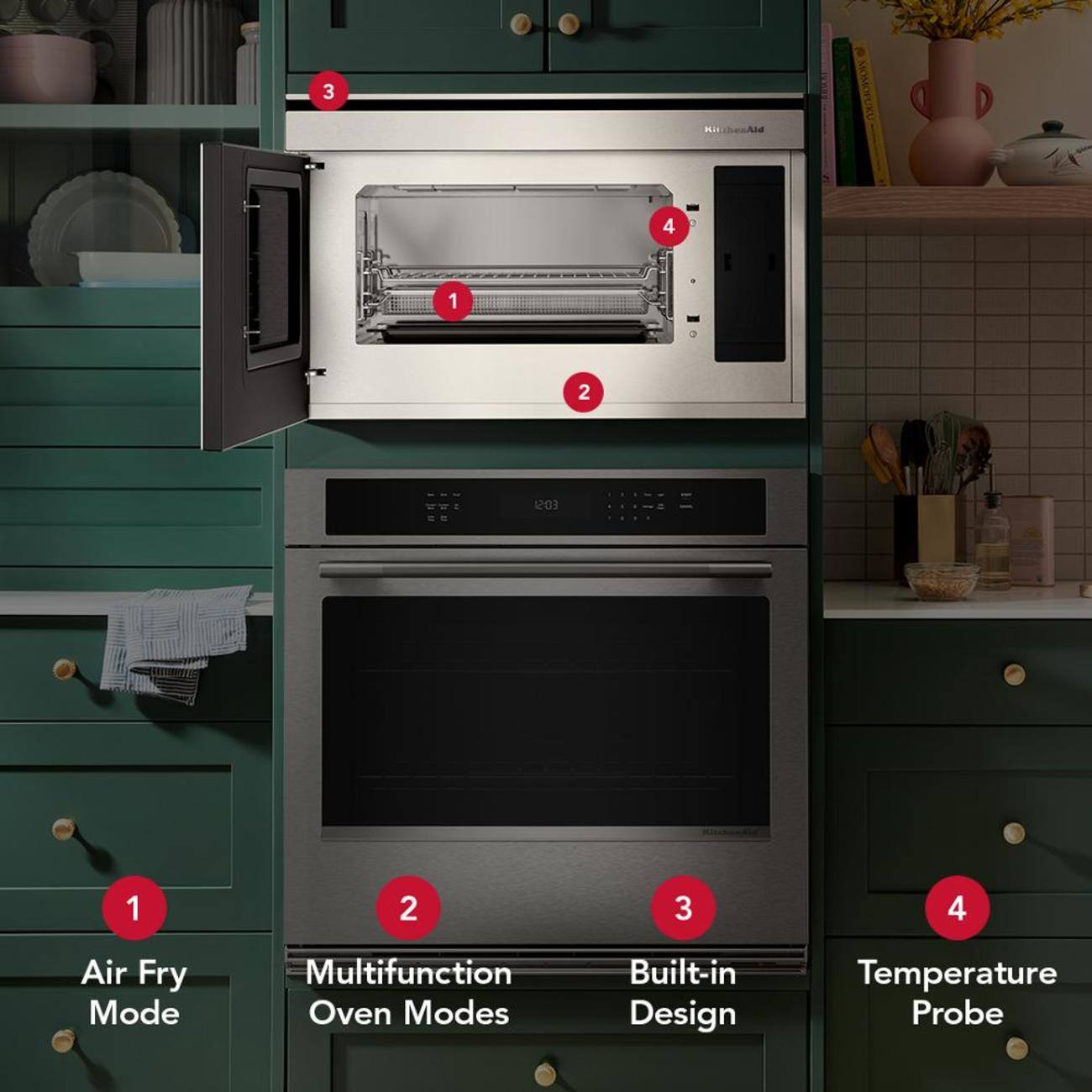 1. Air Fry Mode
2. Multifunction Oven Modes
3. Built-in Design
4. Temperature Probe
