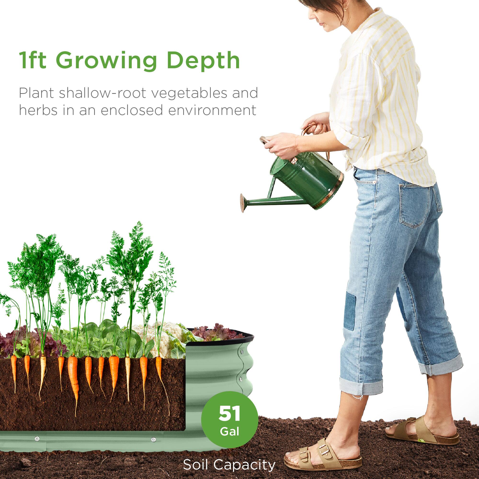 1ft Growing Depth  
Plant shallow-root vegetables and herbs in an enclosed environment  

51 Gal Soil Capacity
