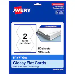 Avery - Geo Flat Cards, 5" x 7", Glossy 100 Total - White