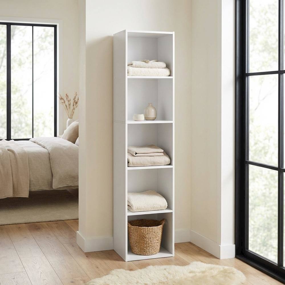 Alt View 2. FurniFact - Engineered Wood 5-Tier Open Shelf Closet and Storage Organizer - White.