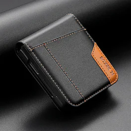 Dteck - Wallet Case for Samsung Galaxy Z Flip8, Premium Leather Shockproof Slim Cover with Card Slot - Black