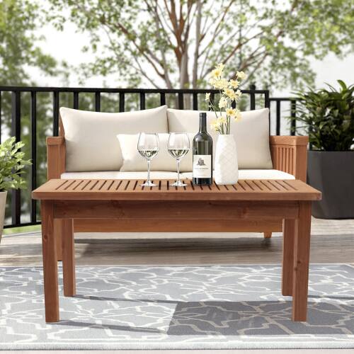 Alt View 8. Winado - 35in Patio Wooden Coffee Accent Side Table for Indoor/Outdoor Resistant Table Furniture - Dark Brown.