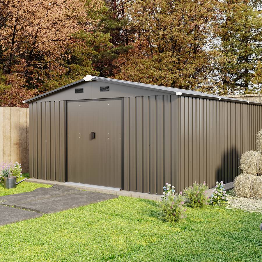 Mondawe 10x12 FT Outdoor Storage Shed with Color Steel Plate and Two ...