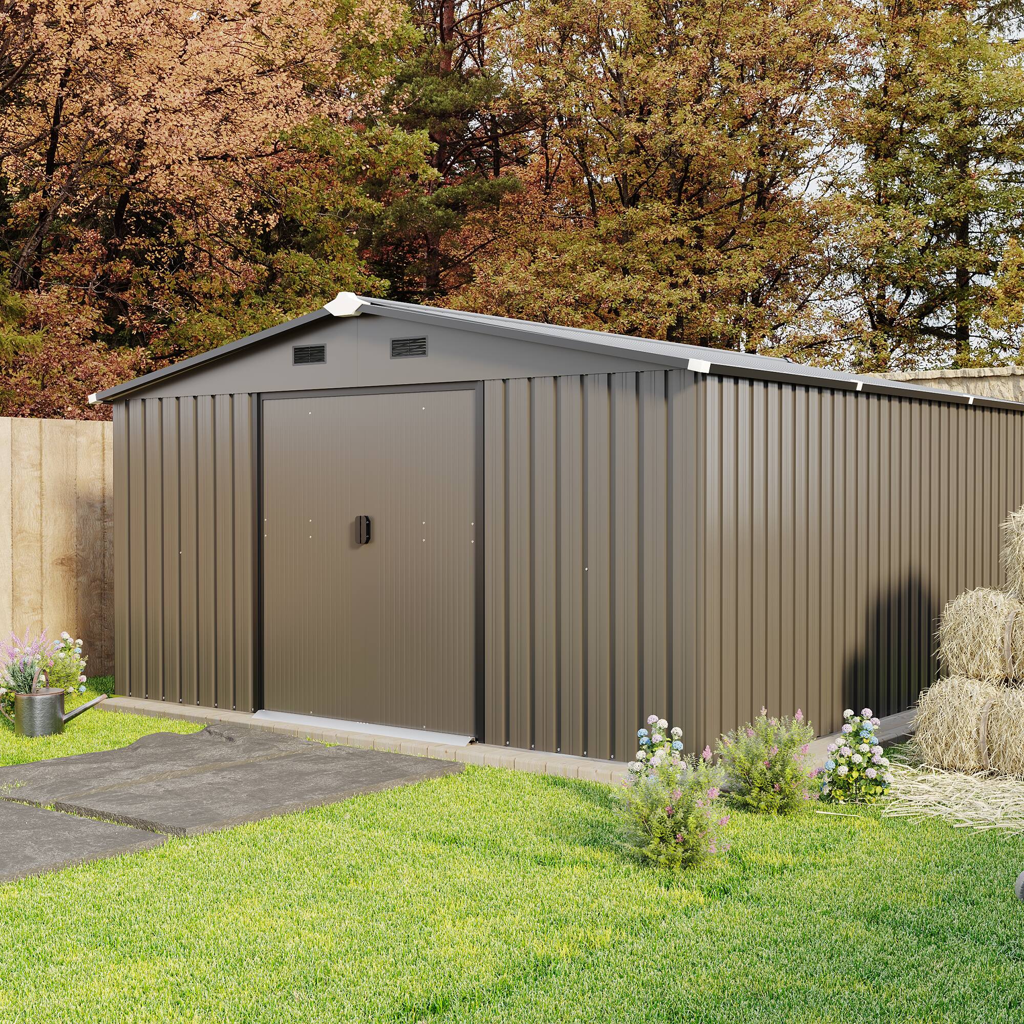 Alt View 6. APRILSOUL - 10 x 12 ft color steel plate surface protective film storage sheds - Brown.