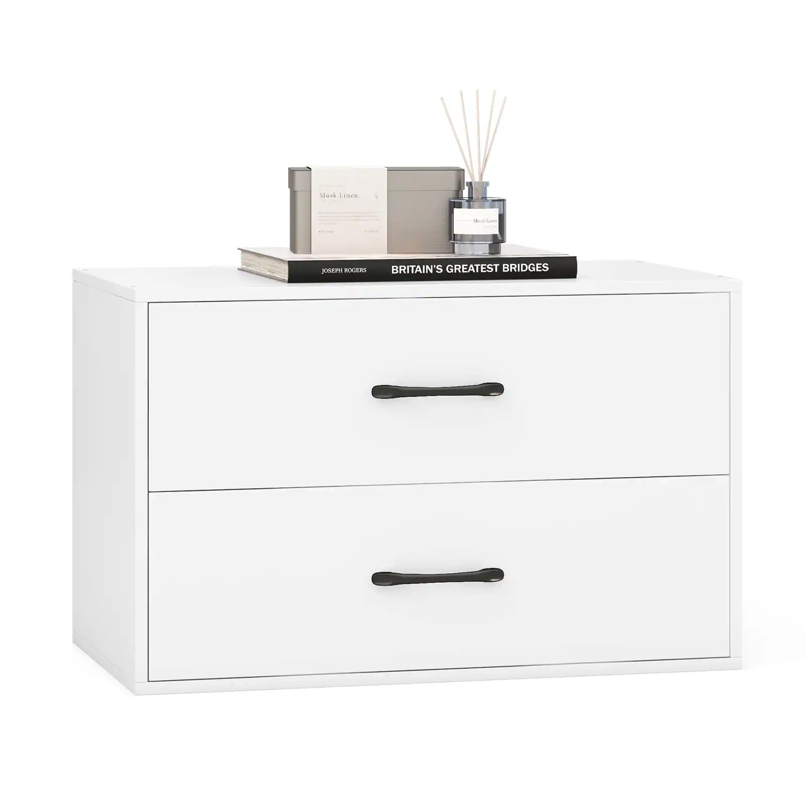 Ecooso - 2-Drawer Stackable Dresser Storage Cabinet Organizer with Handles for Small Space - White