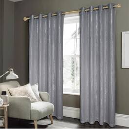 RT Designers Collection - Stylish Iceland Metallic All Season Blackout Curtain Elegant Drape 54" X 90" - Charcoal