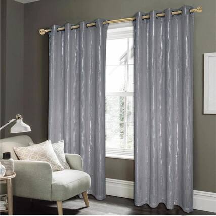 Front. RT Designers Collection - Rt Designers Collection Stylish Iceland Metallic All Season Blackout Curtain Elegant Drape 54" X 90" Charcoal - Charcoal.