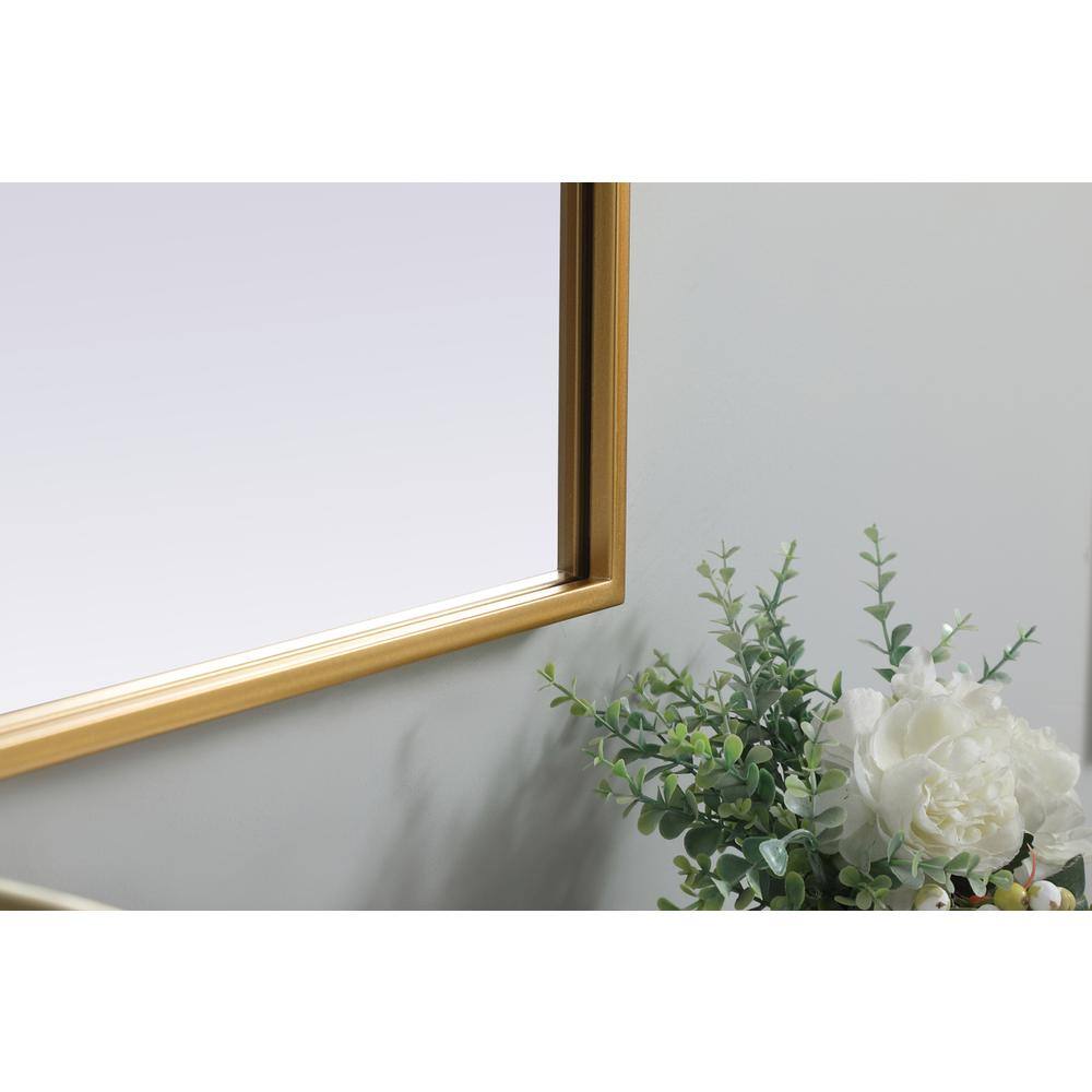 Back. Elegant Decor - Metal Frame Arch Mirror 30x36 Inch in Brass - Brass.