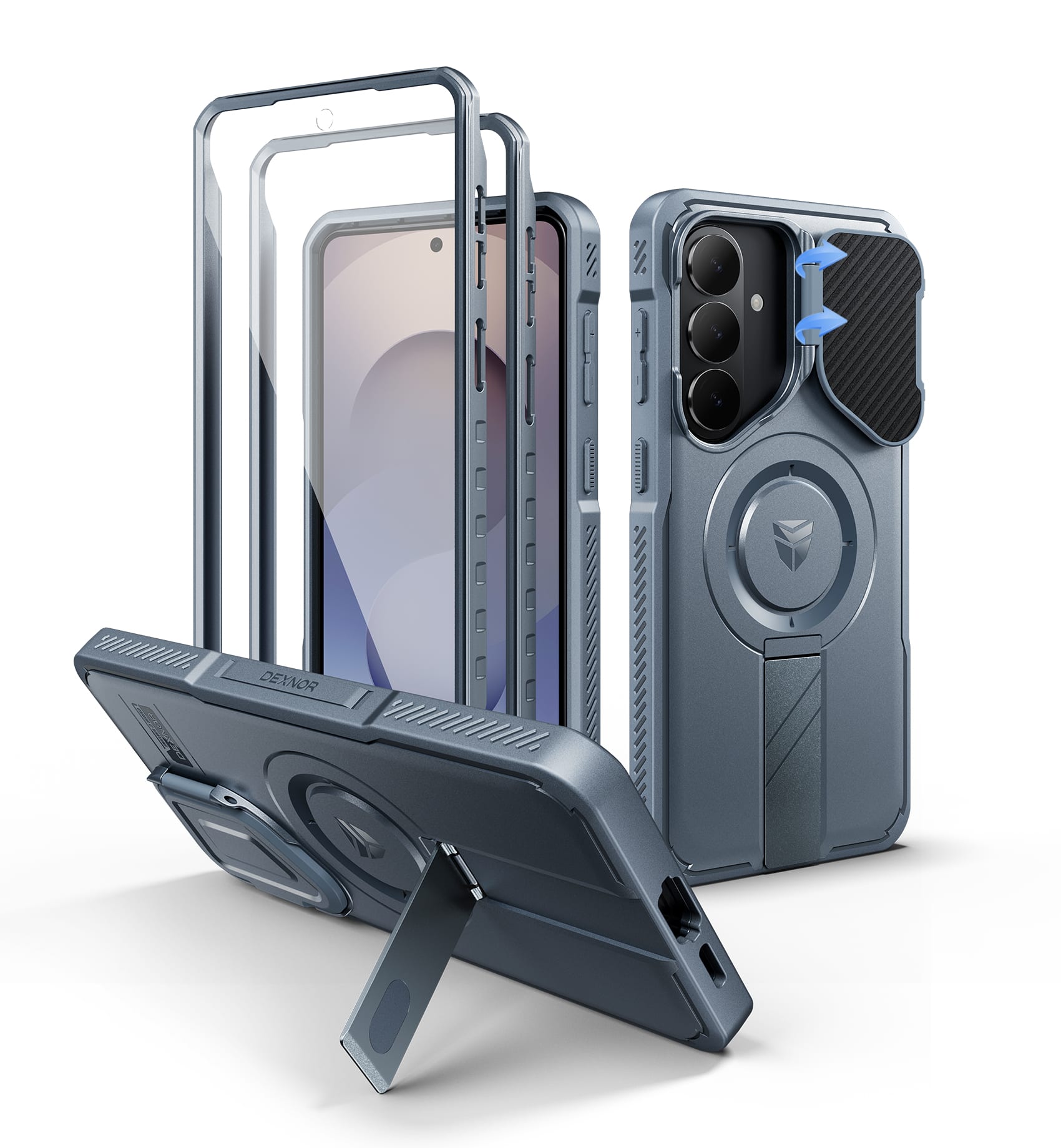 Dexnor - Case for Samsung Galaxy S26 Plus with Camera Cover, Screen Protector, Compatible with MagSafe, Rugged Shockproof Cover - Navy Blue