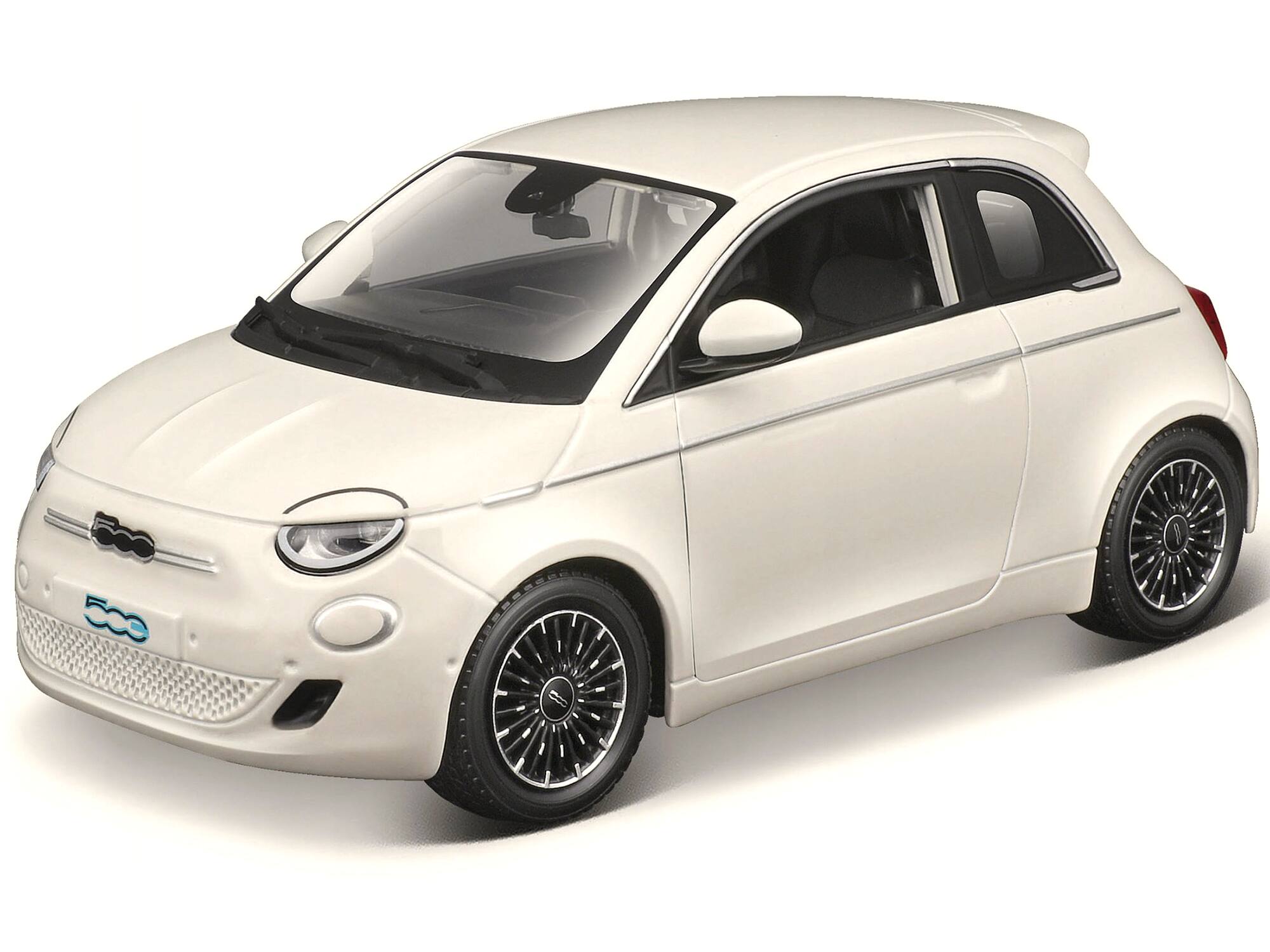 Angle. Bburago - 2023 Fiat 500e White 1/24 Diecast Model Car by Bburago - White.