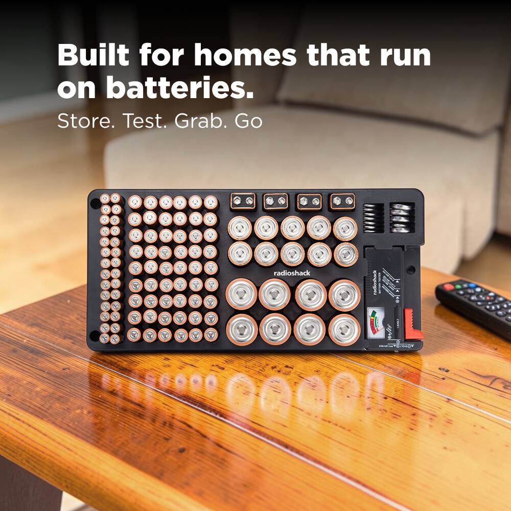 Built for homes that run on batteries.  
Store. Test. Grab. Go  

radioshack  
radioshack  
A  
KBIGM18.COM