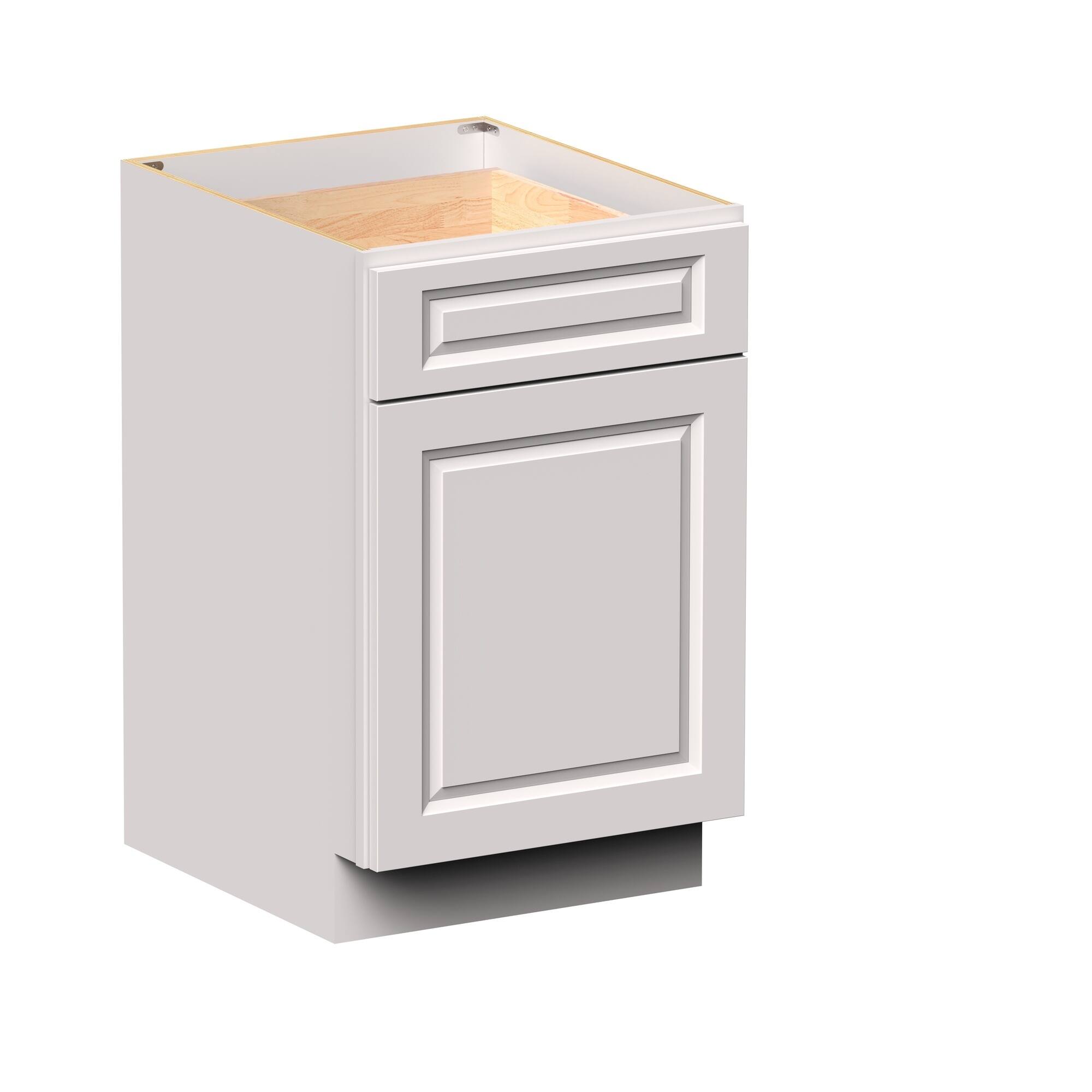 Angle. Boyel Living - 21-in W x 34.5-in H x 24-in D Shaker RTA Kitchen Base Cabinet with Soft-Close - Glacier White.