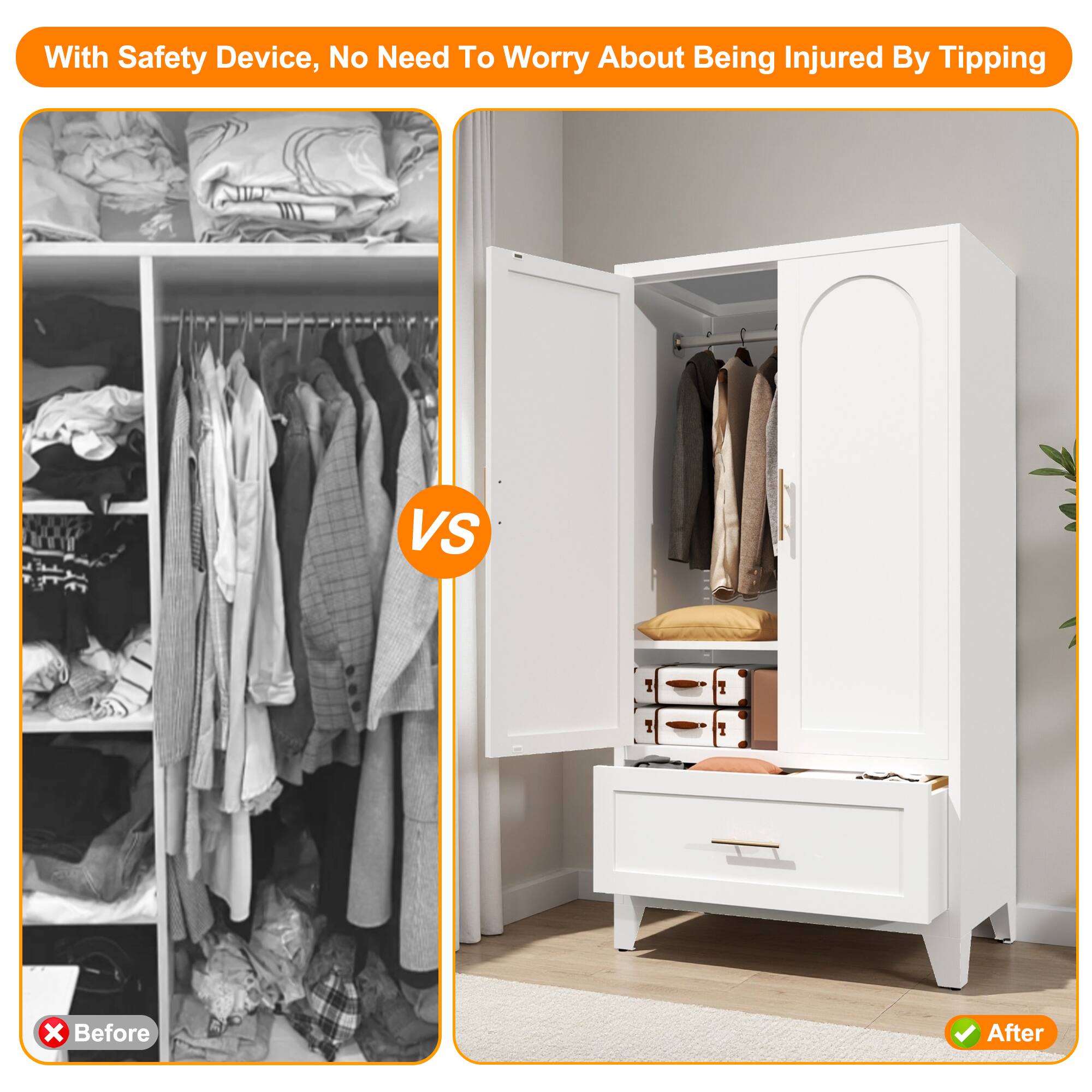 With Safety Device, No Need To Worry About Being Injured By Tipping

Before

After