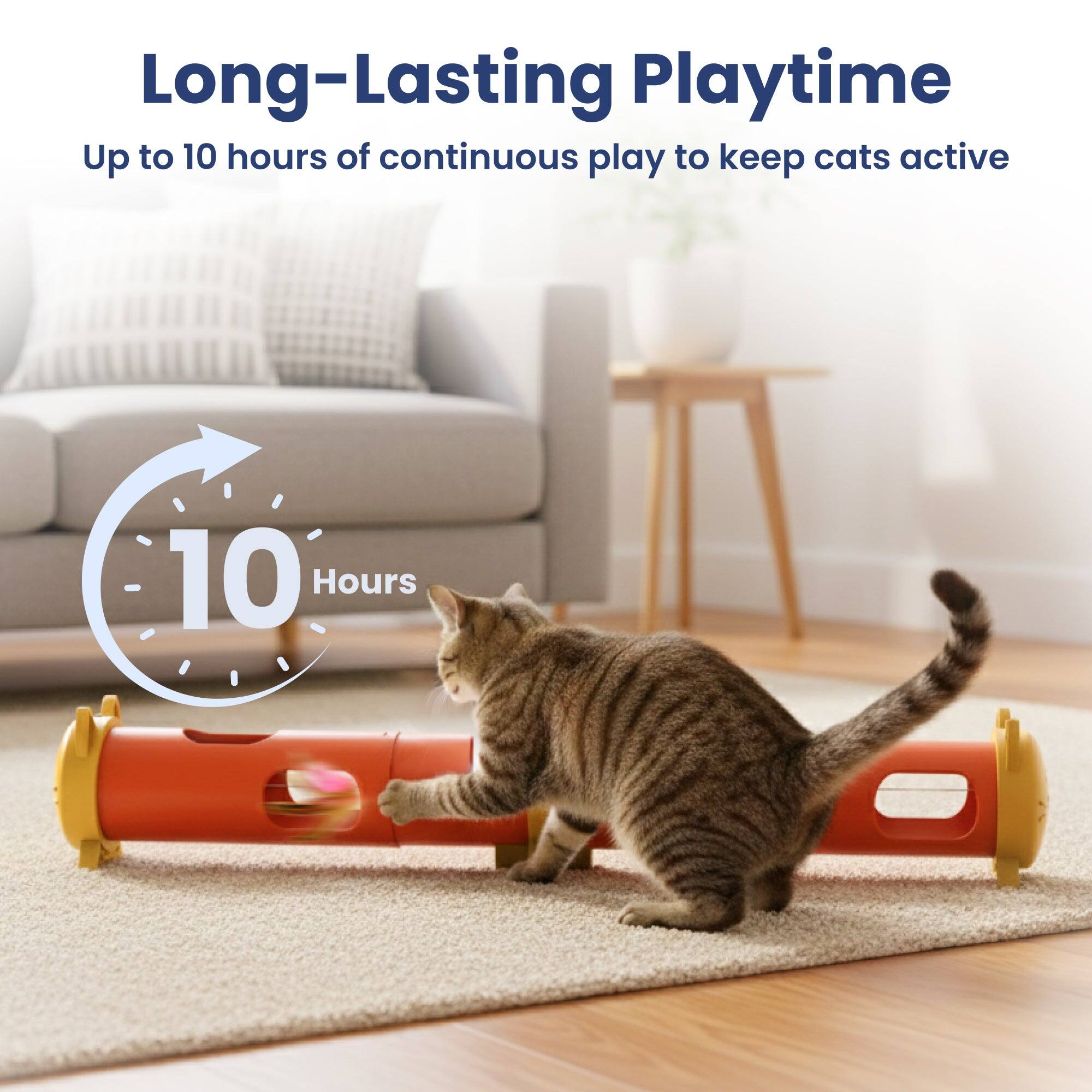 Long-Lasting Playtime  
Up to 10 hours of continuous play to keep cats active  
10 Hours