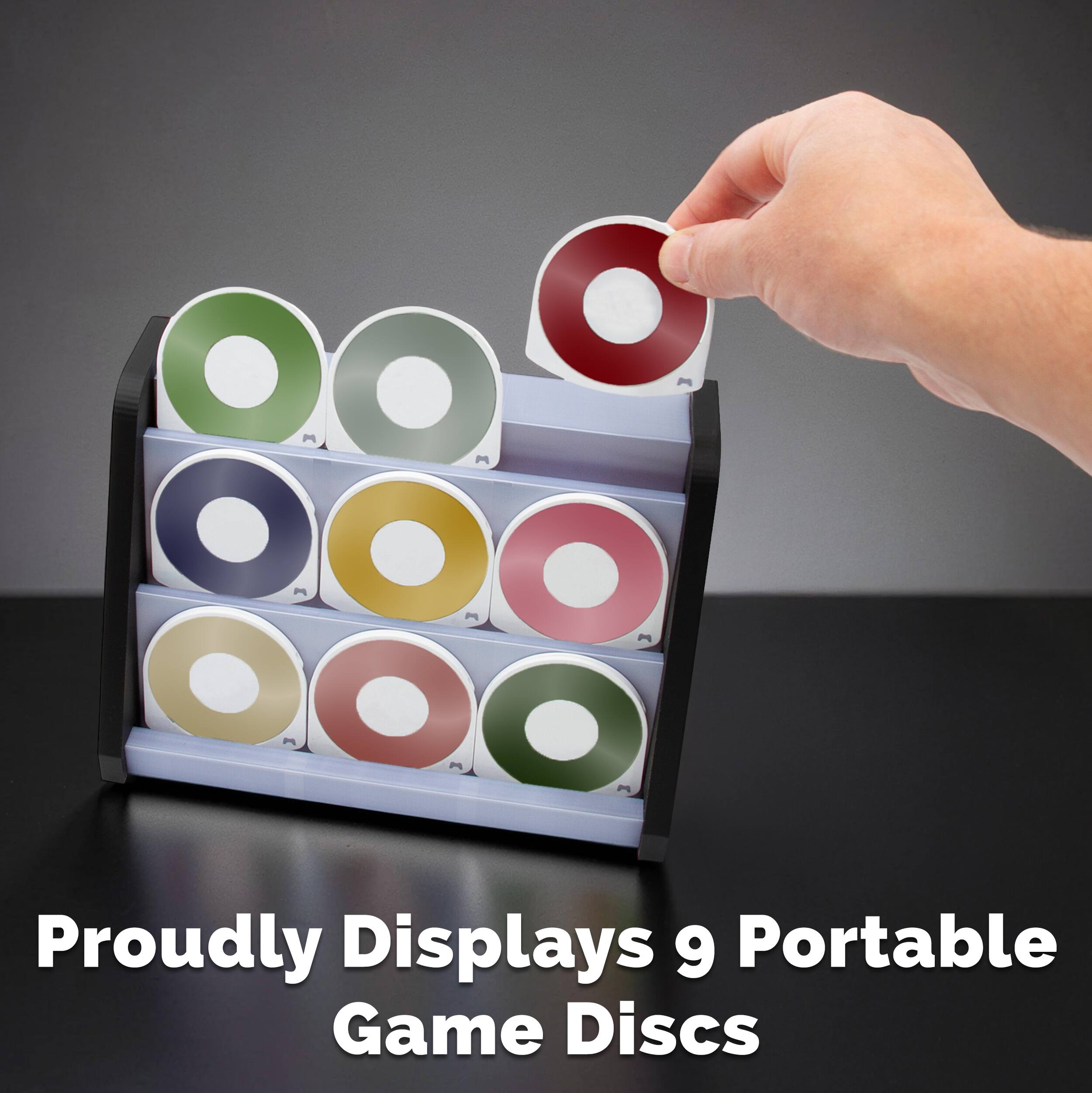 Proudly Displays 9 Portable Game Discs