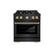 Angle. ZLINE - ZLINE Autograph 30 in. 4.2 cu. ft. Freestanding Select Black Stainless Gas Range w/ 4 Burners & Bronze Accents - Black Stainless Steel.