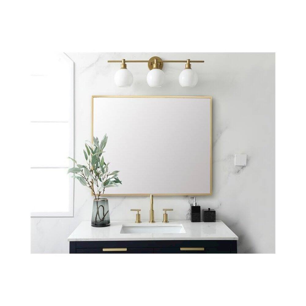Left. Elegant Decor - Aluminum Frame Square Mirror 30x36 In Gold - Gold.