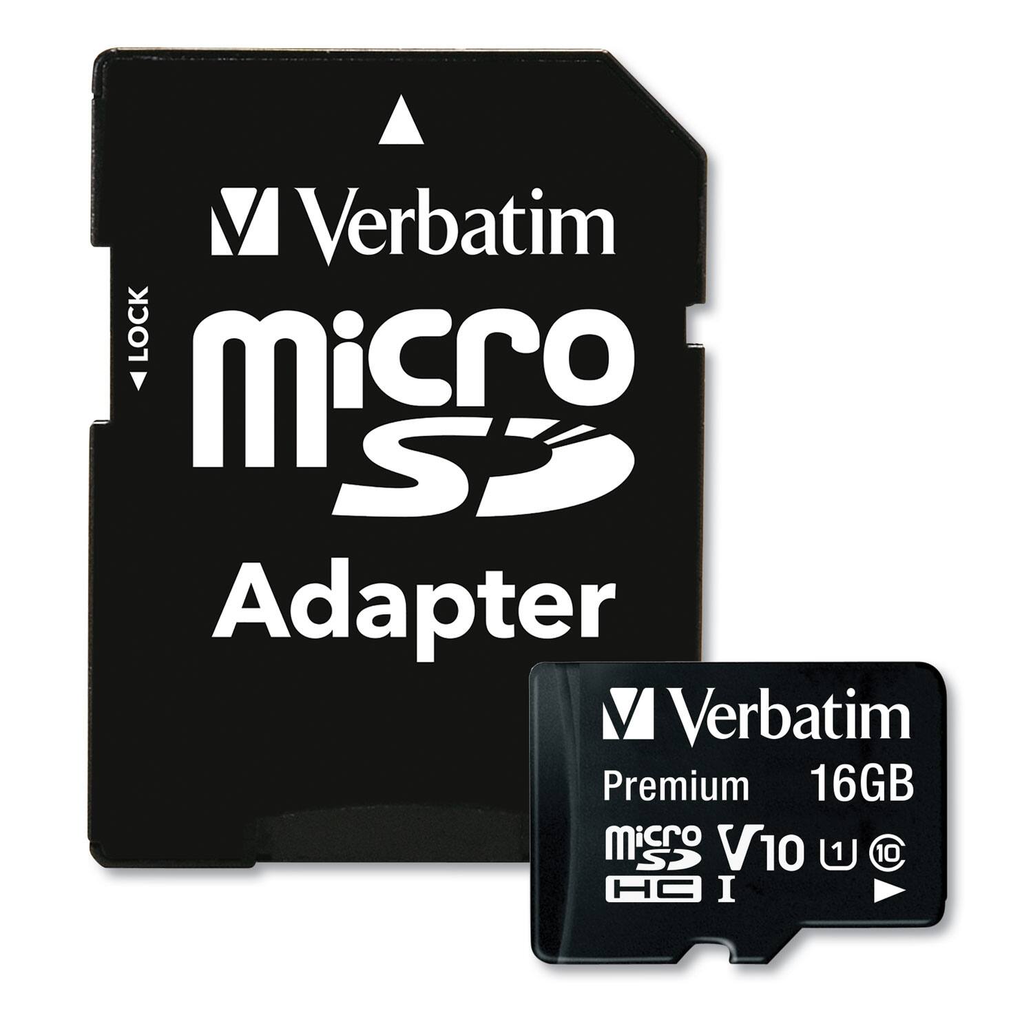 Verbatim 44082 16GB Premium microSDHC Memory Card with Adapter